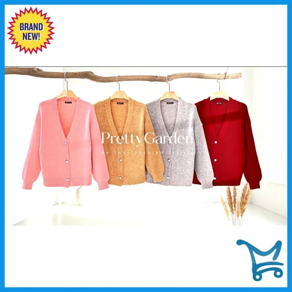 Oversized Chunky Knit Cardigan V-Neck Button Down Long Sleeve Sweater